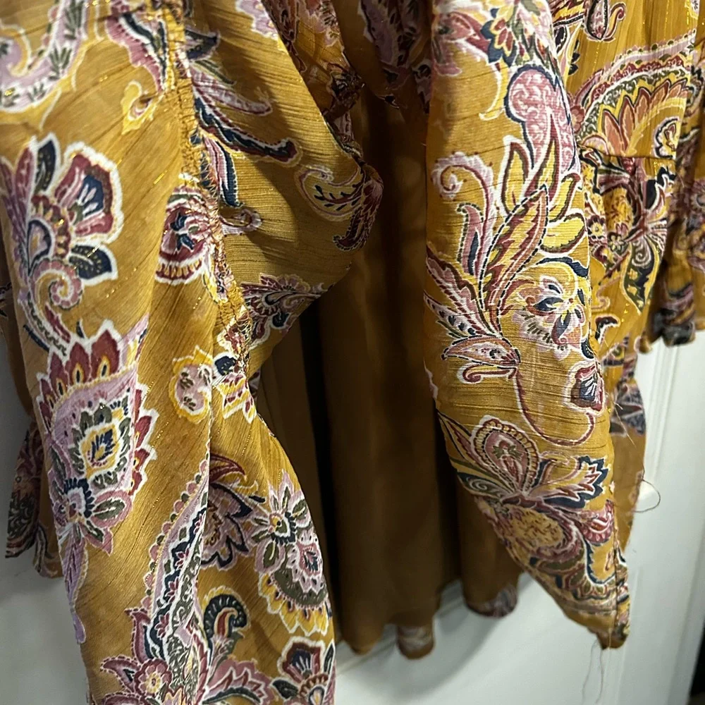 NWOT CITY STUDIO Floral Paisley Dress W/ Belle Long Sleeves Elastic Waist - Picture 14 of 15